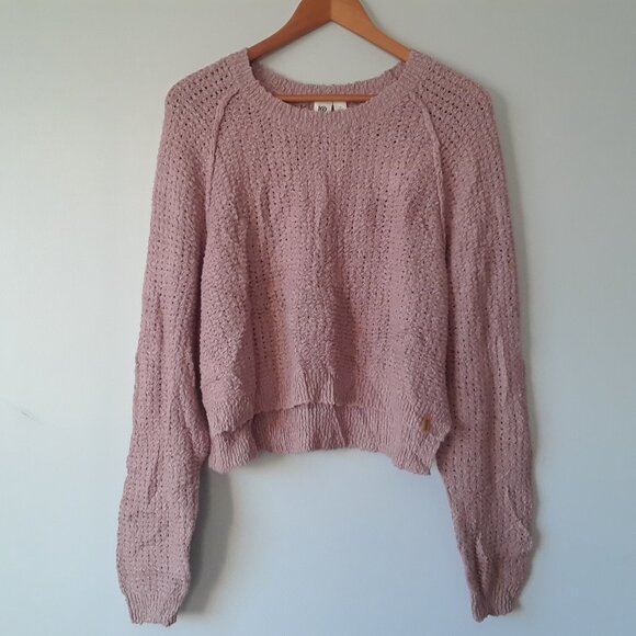 tentree Mauve 100% Cotton Knit Cropped Sweater L - Picture 2 of 6